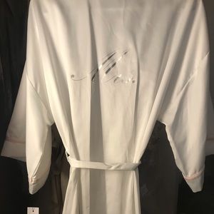 Pink and white bridal robe and pajamas